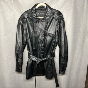 Vintage! Wilson's Black Belted Leather Jacket Size Large